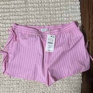 Zara Pink and White Striped Shorts